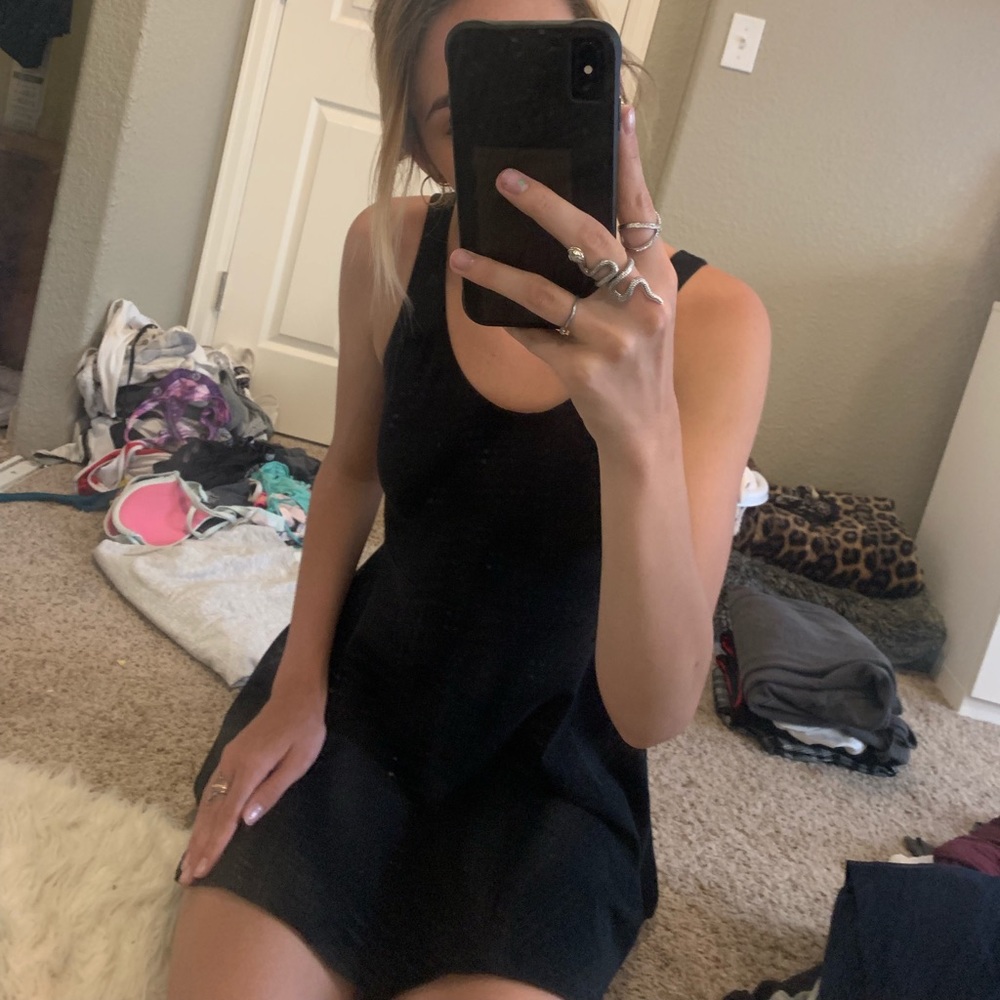 Plain black short dress